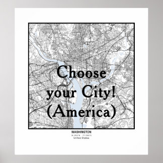 Póster Minimalist City Maps Poster Line Art AMERICA