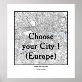 Póster Minimalist City Maps Poster Line Art EUROPE