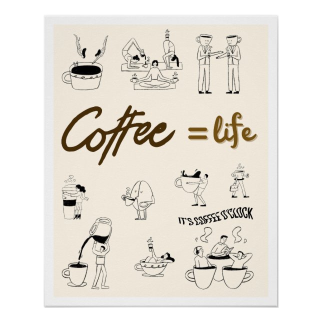 Poster Minimalist Coffee Illustration Aesthetic (Anverso)