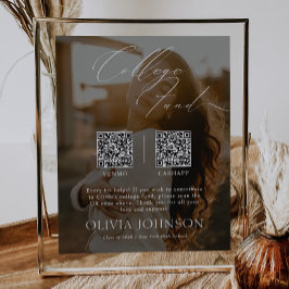 Póster Minimalist College Fund w/ Photo & 2 QR Codes