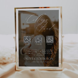 Póster Minimalist College Fund w/ Photo & 3 QR Codes