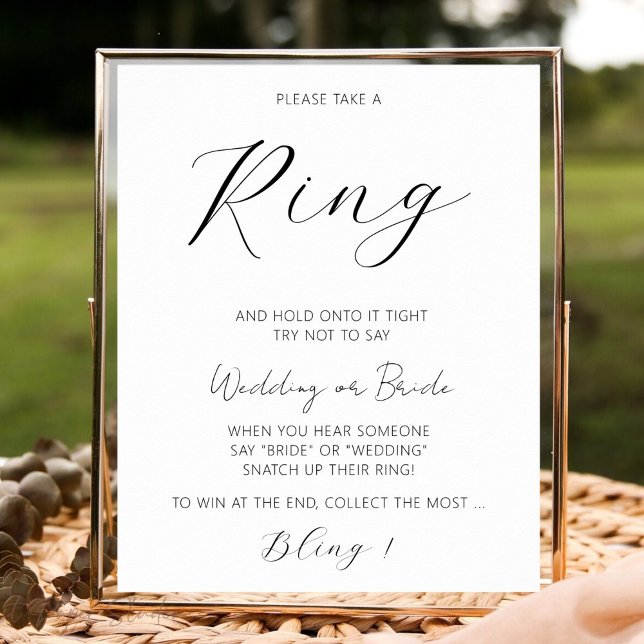 Póster Minimalist Don't Say Bride Game Bridal Shower Ring (Subido por el creador)
