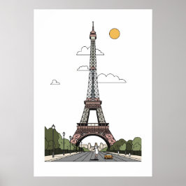 Póster Minimalist Eiffel Tower Paris Poster