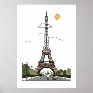 Póster Minimalist Eiffel Tower Paris Poster