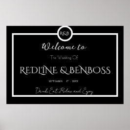 Póster Minimalist Elegant Black and White Wedding Poster