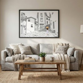 Póster Minimalist European Street Illustration Poster