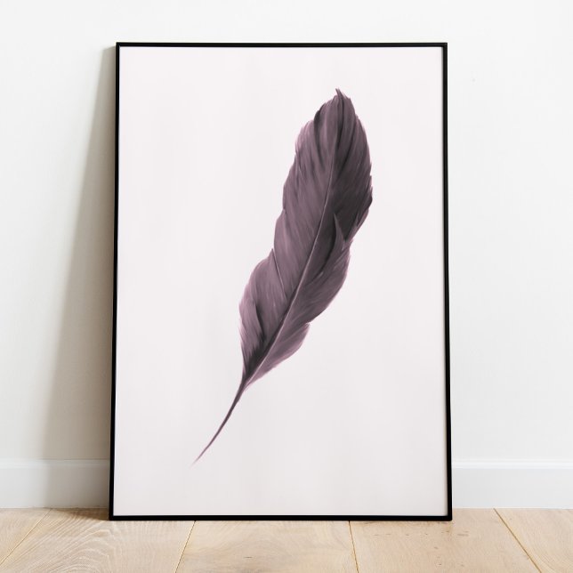 Póster Minimalist Feather Poster (Minimalist Feather Poster in a black frame.)