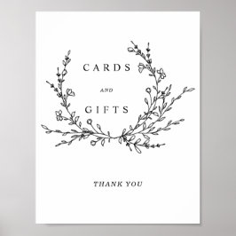Póster Minimalist Floral Line Art Cards & Gifts Sign