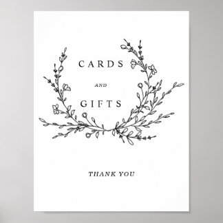Póster Minimalist Floral Line Art Cards & Gifts Sign
