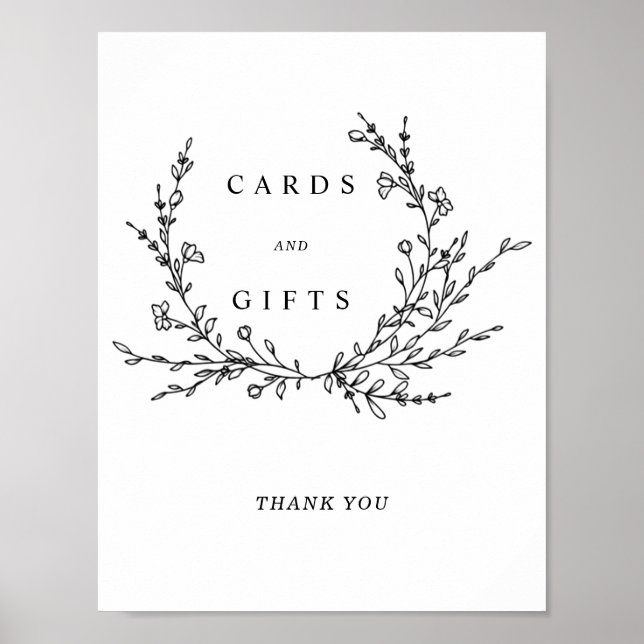 Póster Minimalist Floral Line Art Cards & Gifts Sign (Frente)