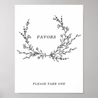 Póster Minimalist Floral Line Art Favors Sign