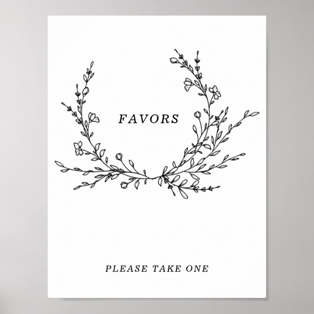 Póster Minimalist Floral Line Art Favors Sign (Frente)
