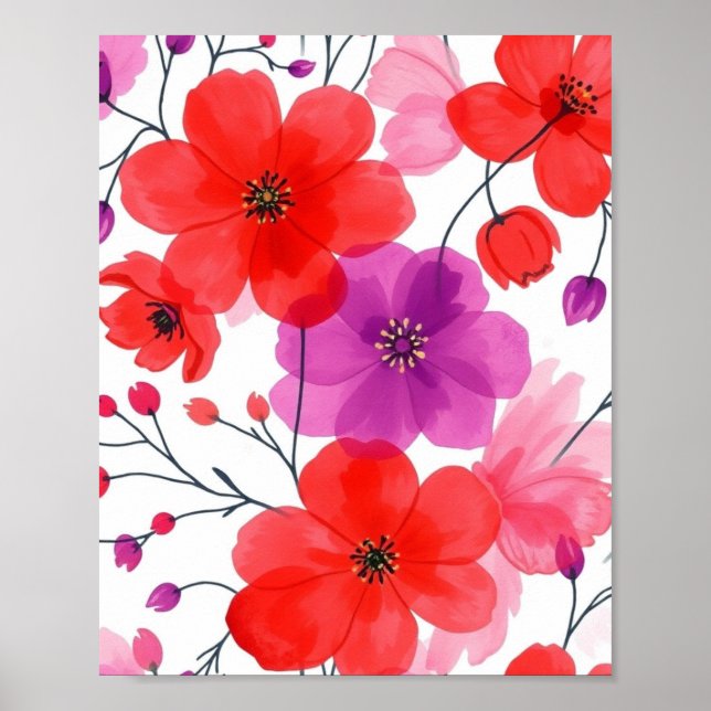 Póster Minimalist Floral Line Art Wall Poster (Frente)
