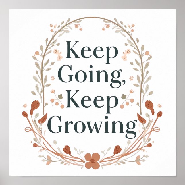 Póster Minimalist Floral Wreath Positive Affirmation (Frente)