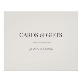 Póster Minimalist ‘Gifts & Cards’ Wedding Sign Warm Ivory