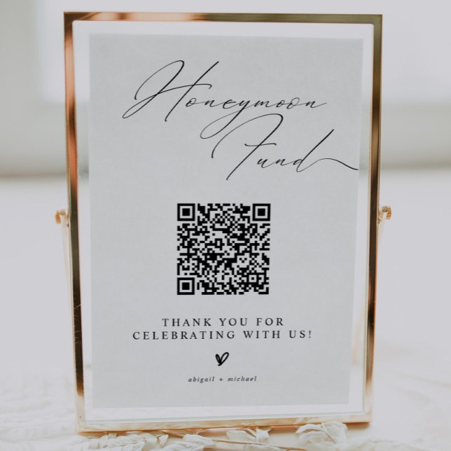 Póster Minimalist Honeymoon Fund Sign with QR Code (Subido por el creador)