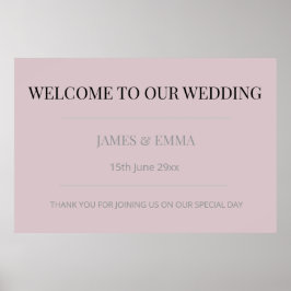 Póster Minimalist Horizontal Wedding Dusky Rose