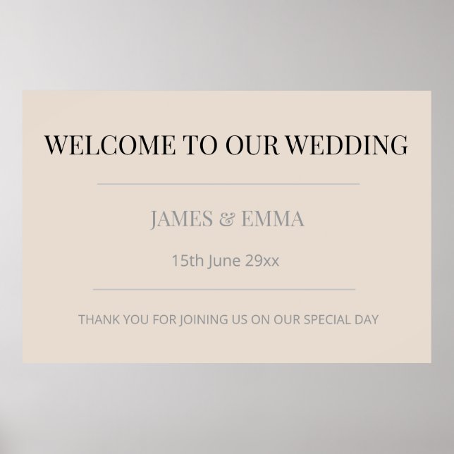 Póster Minimalist Horizontal Wedding Soft Latte (Frente)