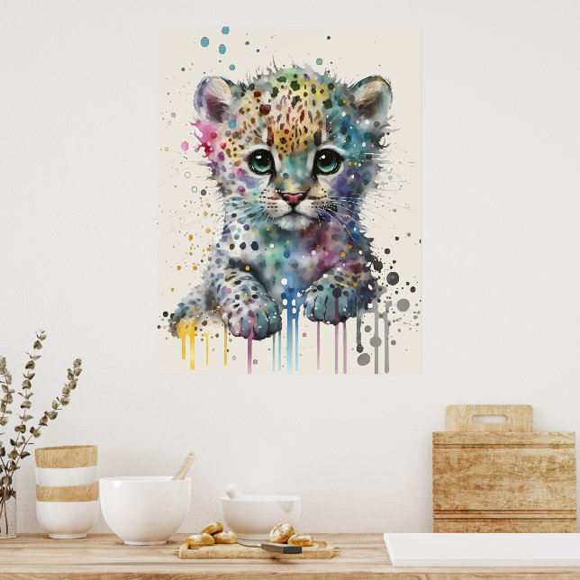 Póster Minimalist Ivory Watercolor Leopard Pattern (Cocina)