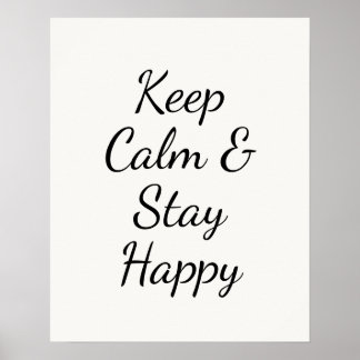 Póster Minimalist Keep Calm & Stay Happy Typography Wall 