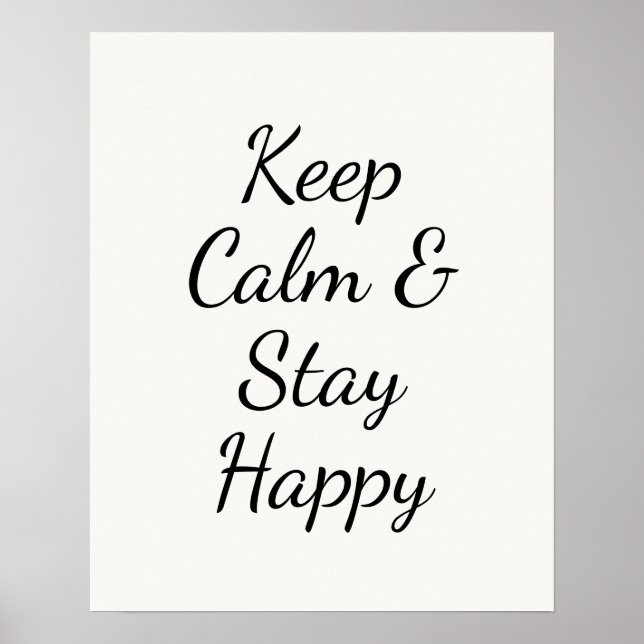 Póster Minimalist Keep Calm & Stay Happy Typography Wall  (Frente)