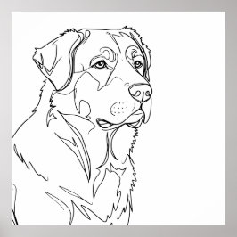 Póster Minimalist Modern Dog Line Art Drawing