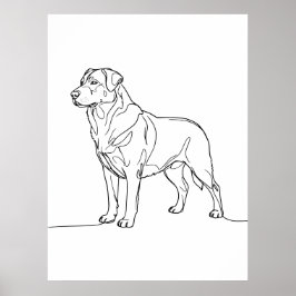 Póster Minimalist Modern Dog Line Art Drawing