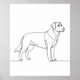 Póster Minimalist Modern Dog Line Art Drawing
