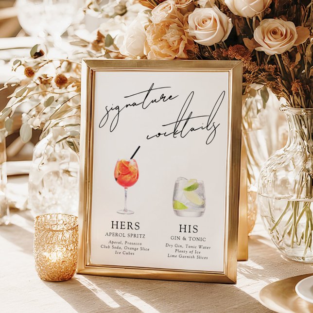 Póster Minimalist Modern & Whimsical Signature Cocktails (Subido por el creador)