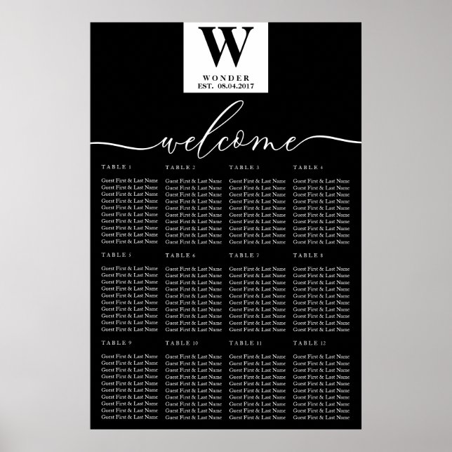 Póster Minimalist Monogram | Contemporary Newlywed Weddin (Frente)