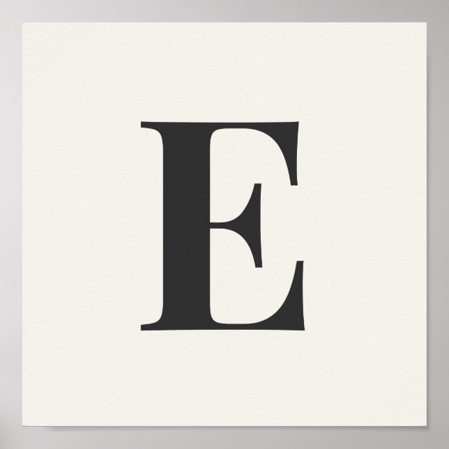 Póster Minimalist Monogram Poster | Gray & Ivory Initial  (Frente)