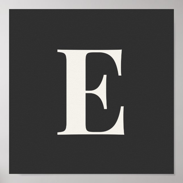 Póster Minimalist Monogram Poster | Gray & Ivory Initial  (Frente)