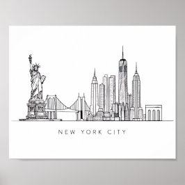 Póster Minimalist New York City Skyline Line Art