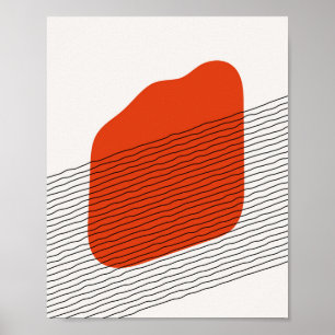 Póster Minimalist Organic Shape and Line Art Abstract