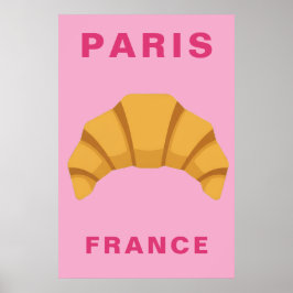 Póster Minimalist Paris France Croissant French Bakery
