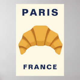 Póster Minimalist Paris France Croissant French Bakery