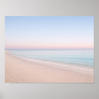Póster Minimalist Pastel Pink Beach Ocean Horizon