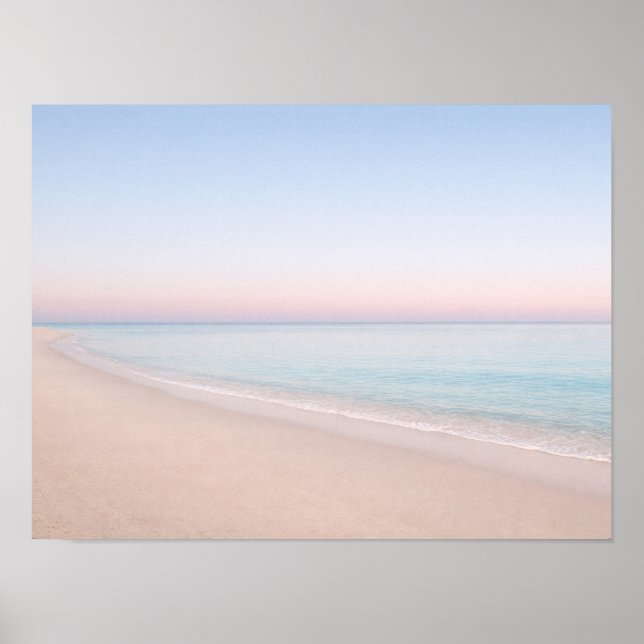Póster Minimalist Pastel Pink Beach Ocean Horizon (Frente)