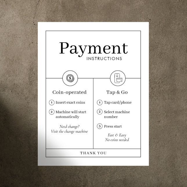 Póster Minimalist Payment Instructions Poster Wall Sign (Subido por el creador)