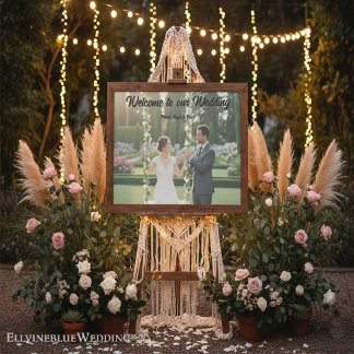 Póster Minimalist Photo Wedding Sign & Keepsake Poster