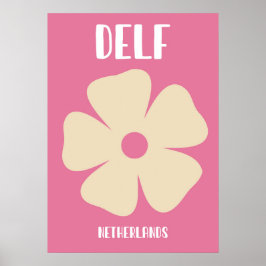 Póster Minimalist Pink Delft Flower Art Poster