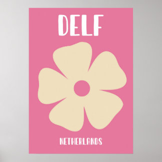 Póster Minimalist Pink Delft Flower Art Poster