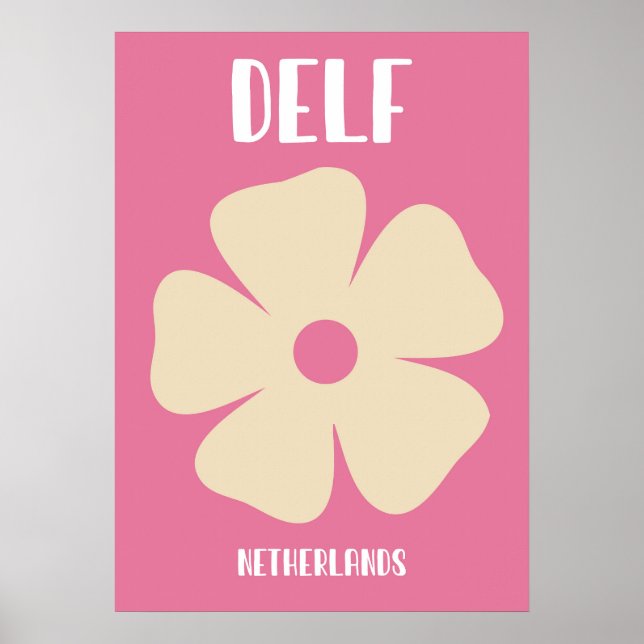 Póster Minimalist Pink Delft Flower Art Poster (Frente)