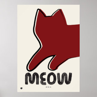 Póster Minimalist Red Cat Silhouette Poster