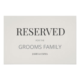 Póster Minimalist ‘RESERVED’ Wedding Sign Warm Ivory
