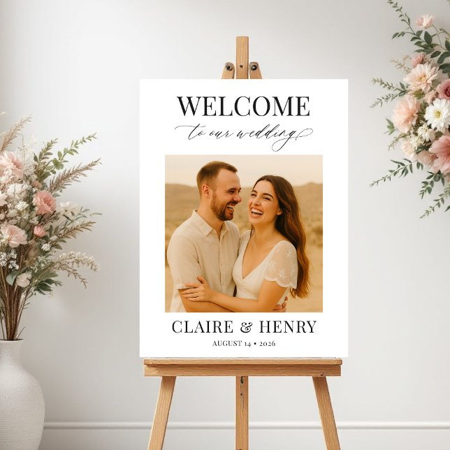 Póster Minimalist Script Photo Wedding Welcome  (Subido por el creador)