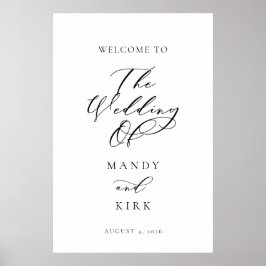 Póster Minimalist Script Wedding Welcome Sign Banner