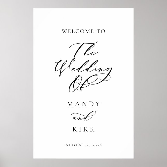 Póster Minimalist Script Wedding Welcome Sign Banner (Frente)