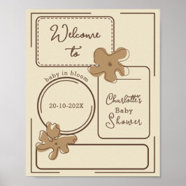 Póster Minimalist Style Flower Notes Baby Shower Welcome