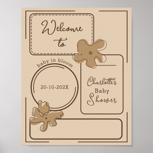 Póster Minimalist Style Flower Notes Baby Shower Welcome (Frente)